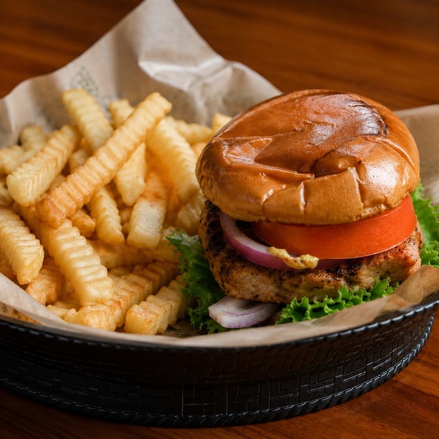 Salmon Cake BLT Sandwich.