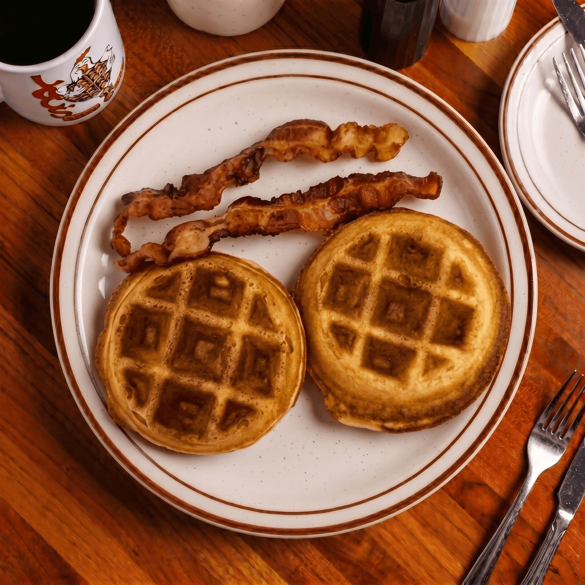 Kid's Waffle with Bacon.