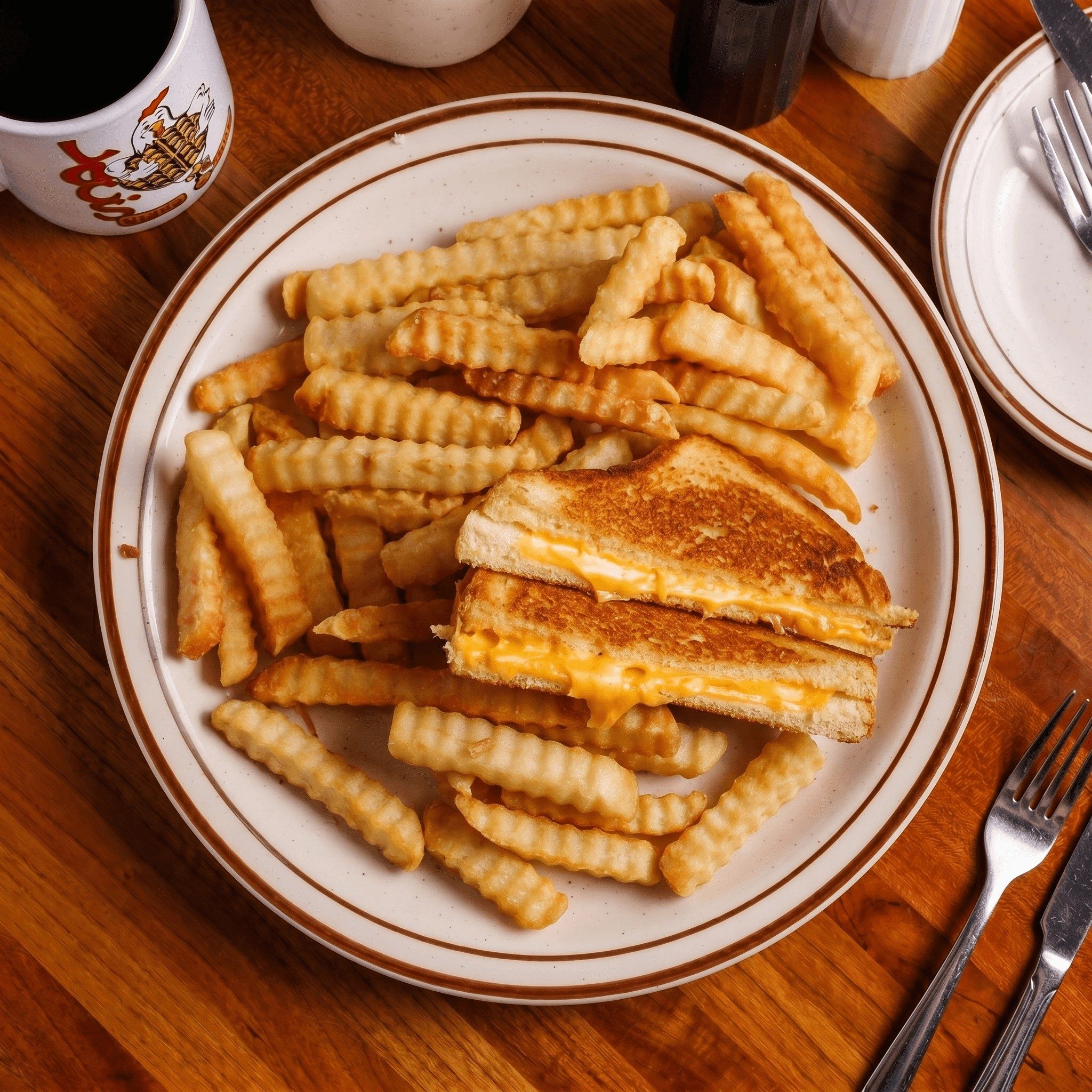 Kid's Grilled Cheese Sandwich with Fries.
