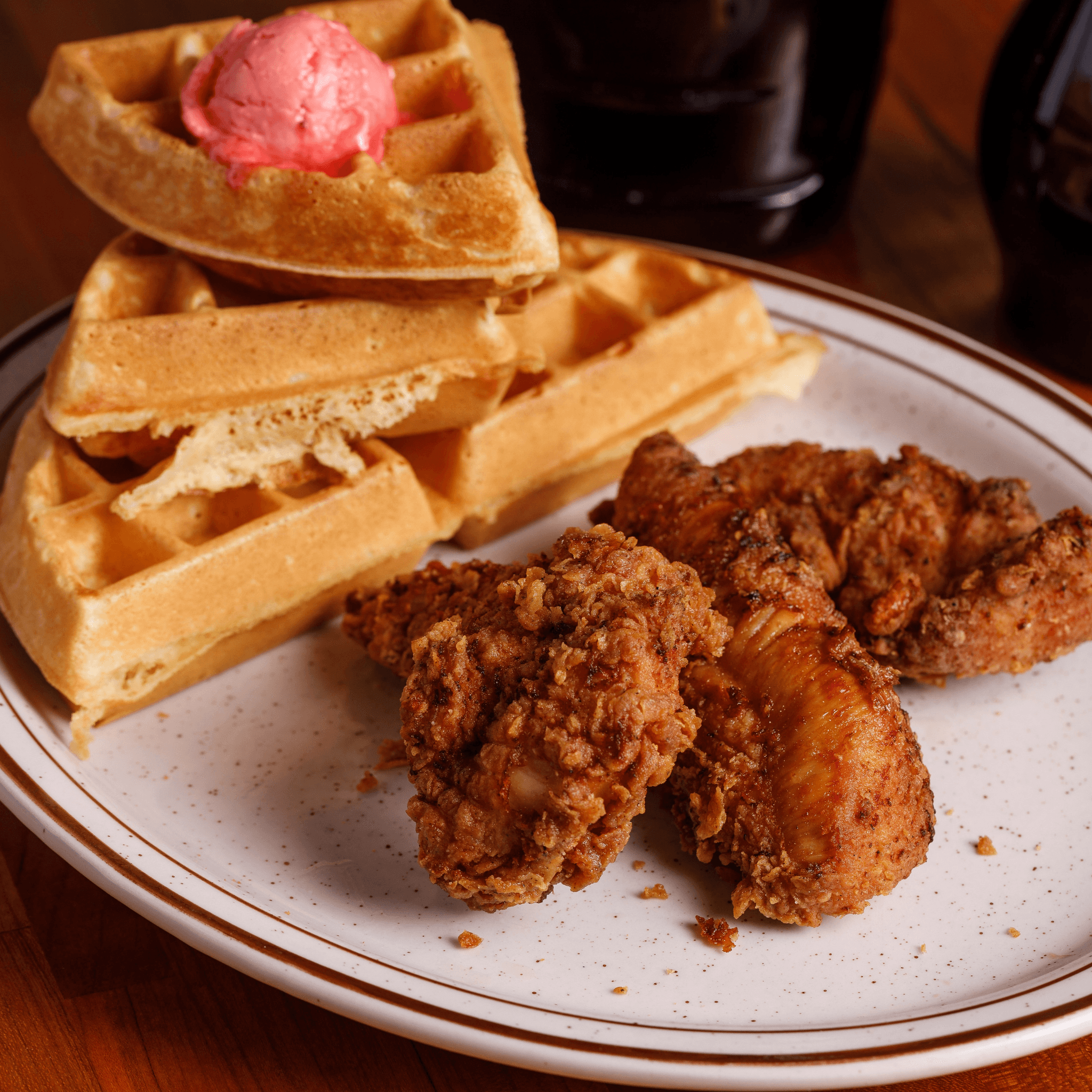 Chicken Tenders & Waffle.